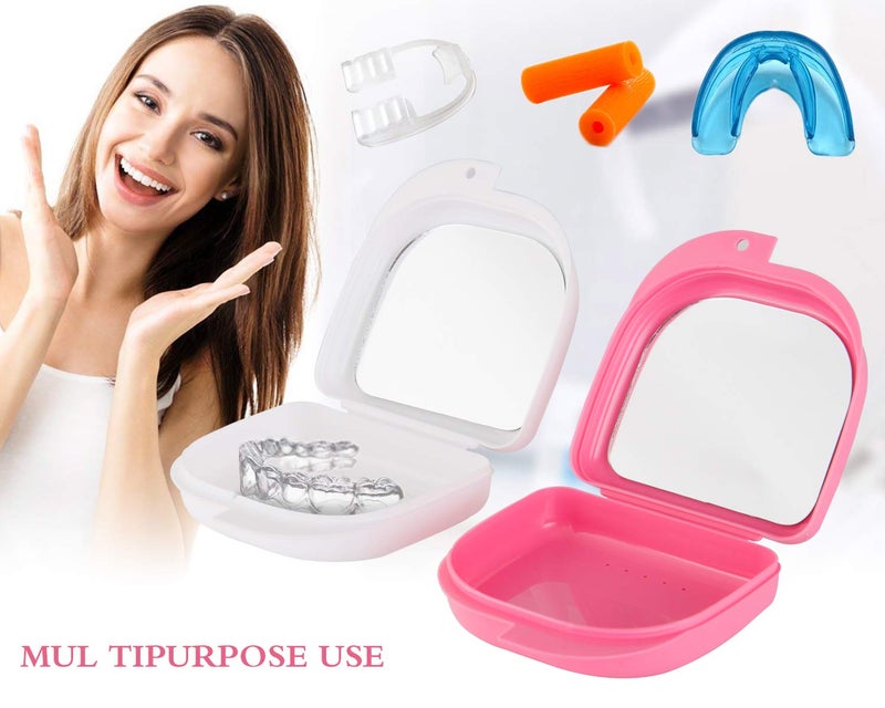 Ocircle Retainer Case with Mirror, Mouth Guard Case, Orthodontic Dental Retainer Box, Denture Storage Container, Comes with a free small brush, 2 Pieces - Image 2